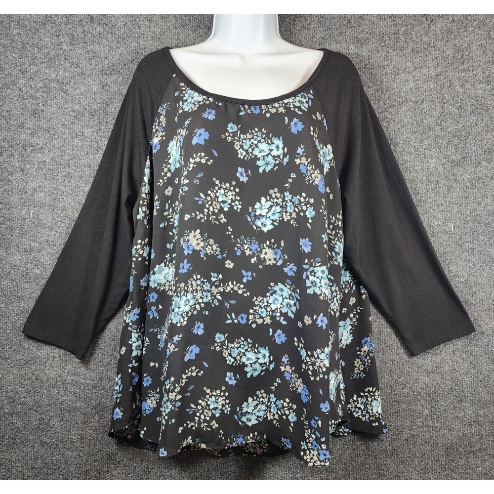 Torrid Women's Floral Raglan Top Size 2 Cottagecore Boho Y2K Stretch